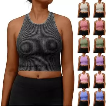 Женские однотонные спагетти с тонкой лямкой Racerback для тренировок, йоги, тренажерного зала, фитнеса, спортивные топы L чёрный