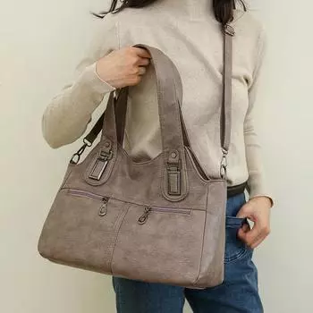 Женские однотонные сумки через плечо большой вместимости хаки