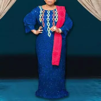 Женские однотонные свободные длинные платья большого размера с круглым вырезом и длинными рукавами с принтом M ярко-розовый