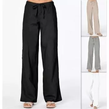 Женские однотонные свободные повседневные льняные брюки с карманами и широкими штанинами для женщин S белый