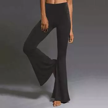 Женские однотонные свободные спортивные повседневные расклешенные брюки для йоги с высокой талией, длинные брюки L