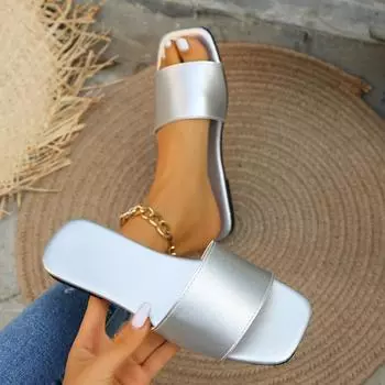 Женские однотонные тапочки с круглым носком, одна линия, плоские женские сандалии для дома и улицы на платформе, плоские сандалии, комнатная обувь, шлепанцы, сандалии 36