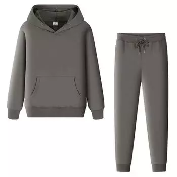 Женские однотонные толстовки с длинными рукавами и брюки с длинными рукавами, осень-зима, уличная одежда, одинаковые комплекты, толстовки, спортивные штаны S