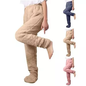 Женские однотонные толстые колготки на всю ногу, свободные плюшевые термоштаны L синий