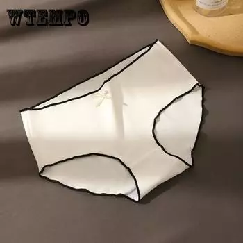 Женские однотонные трусики, хлопковые трусы со средней талией, повседневные тонкие трусы большого размера с бантом XL