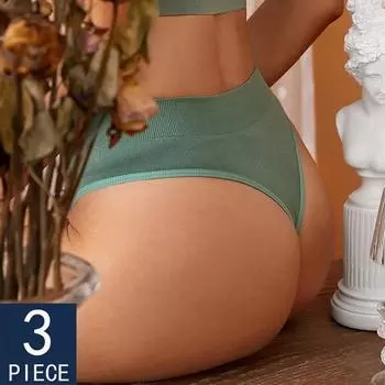 Женские однотонные трусики из 3 шт./компл., сексуальные стринги со средней талией, женское мягкое нейлоновое белье, эластичное нижнее белье-стринги с Т-образной спинкой M