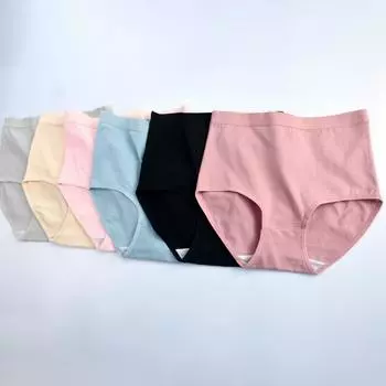 Женские однотонные трусики на бедрах с треугольными хлопковыми трусиками с высокой посадкой M