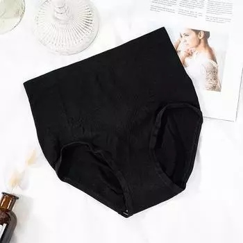 Женские однотонные трусы со средней талией, женские спортивные трусы, эластичное удобное нижнее белье, женские трусики, нижнее белье M чёрный