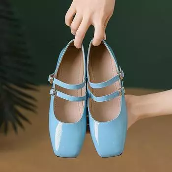 Женские однотонные туфли на плоской подошве, повседневные туфли с квадратным носком и пряжкой и ремешком, легкая и удобная обувь для Конингсдага/Дня короля 36 зелёный