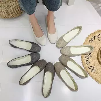 Женские однотонные удобные повседневные туфли без шнуровки большого размера на плоской мелкой подошве для девочек 35 чёрный