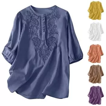 Женские однотонные винтажные свободные топы из тонкого хлопкового льна с круглым вырезом, пуловеры L