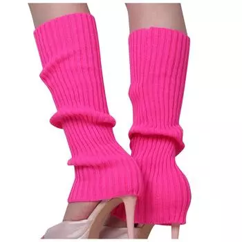 Женские однотонные вязаные зимние гетры ярких цветов, свободные носки-ботинки One Size