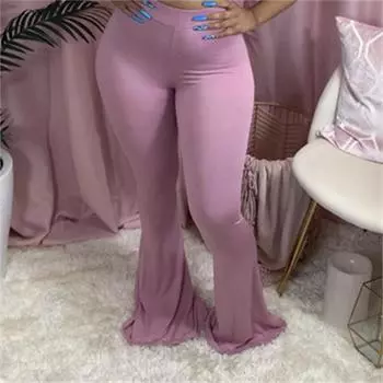 Женские однотонные женские брюки, облегающие уличные брюки с высокой талией, повседневные брюки-клеш, женская одежда, длинные капри, брюки S красный