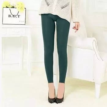 Женские однотонные зимние теплые бархатные утепленные эластичные брюки, леггинсы, брюки One size армия зеленый