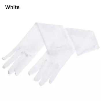 Женские оперные перчатки до локтя, длинные перчатки до пальцев, перчатки флэппер, костюм для выпускного вечера, эластичный атлас до запястья белый