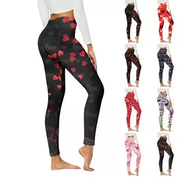 Женские оранжевые эластичные леггинсы с принтами любви для фитнеса, бега в тренажерном зале, спортивные брюки для активного отдыха XS чёрный