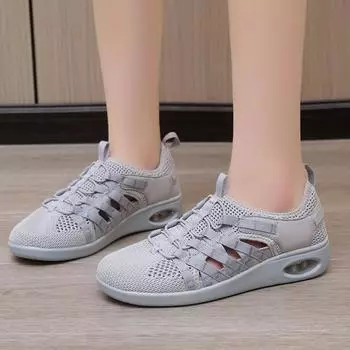 Женские ортопедические кроссовки, сетчатые мокасины для вождения, летние повседневные кроссовки с воздушной подушкой, без застежек, для девочек больших размеров EU: 35 чёрный