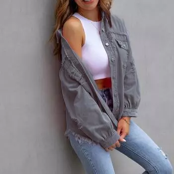 Женские осенне-весенние джинсовые куртки с длинным рукавом, однобортные винтажные джинсы, кардиганы, пальто, женская повседневная свободная верхняя одежда, топы S чёрный