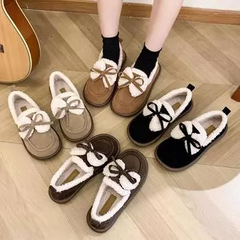 Женские осенне-зимние бархатные туфли-бобы, теплая хлопковая обувь для мам, обувь для беременных на плоской подошве 35 хаки