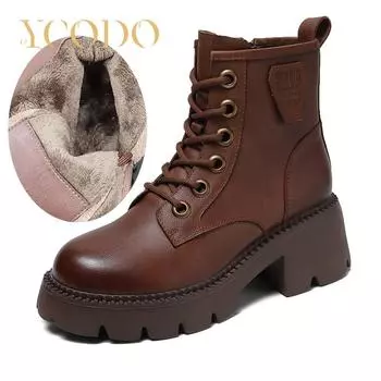 Женские осенне-зимние ботинки Marton из натуральной кожи на платформе, модные школьные ботильоны для девочек в британском стиле в стиле ретро 40