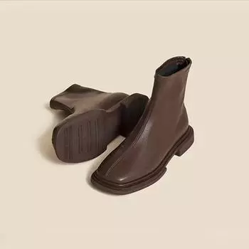 Женские осенне-зимние ботинки, ретро-ботинки с квадратным носком, женские модные туфли-челси на низком каблуке и платформе, короткие ботинки 35 коричневый