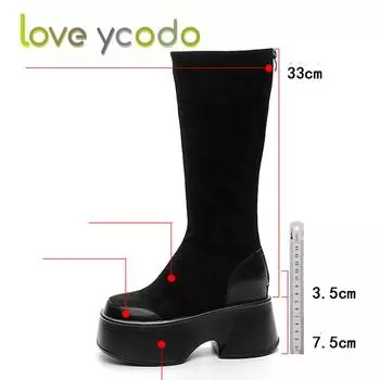 Женские осенне-зимние брендовые женские ботинки Love Ycodo на толстой подошве, модные удобные ботинки 39 чёрный