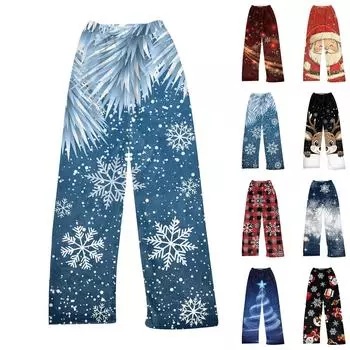 Женские осенне-зимние брюки, длинные брюки с принтом XXL чёрный