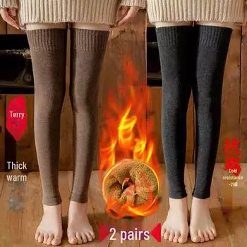 Женские осенне-зимние чулки: Плюс бархатные, толстые наколенники, утеплители выше колена для холодных ног. One Size темно-серого