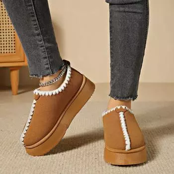 Женские осенне-зимние короткие теплые зимние ботинки на толстой подошве 36 чёрный