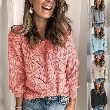 Женские осенне-зимние модные пуловеры с длинными рукавами, вязаные свитера, свободные повседневные свитера, топы S хаки