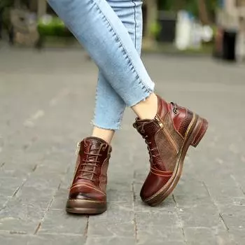 Женские осенне-зимние мотоциклетные ботинки на толстом каблуке в стиле ретро 42