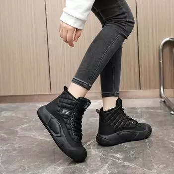 Женские осенне-зимние мягкие и утолщенные теплые низкие повседневные кроссовки на плоской подошве со шнуровкой 40