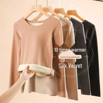 Женские осенне-зимние немецкие бархатные нашивки облегающего кроя с круглым вырезом теплые топы XXL легкие хаки