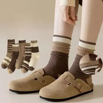 Женские осенне-зимние носки Mirade Japanese Stacked Socks Collision Stripe Thigh Socks One size