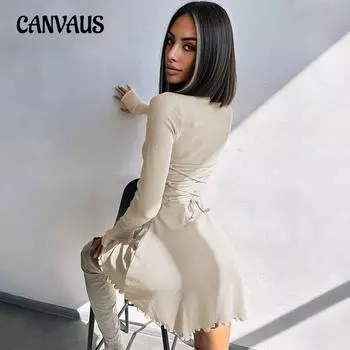 Женские осенне-зимние новые модные простые однотонные платья с завязками на талии сзади S чёрный