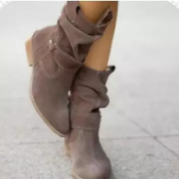 Женские осенне-зимние однотонные низкие сапоги темпераментного цвета, большие размеры, маленькие размеры, замшевые повседневные ботинки с круглым носком 43 чёрный