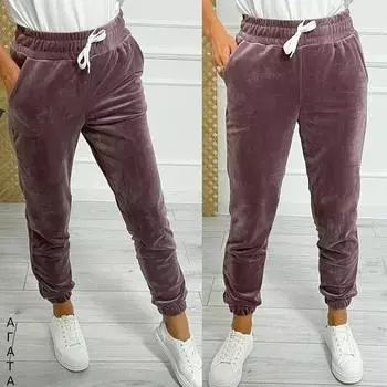 Женские осенне-зимние однотонные спортивные брюки с эластичным поясом, повседневные брюки со шнуровкой и завязками 3XL чёрный