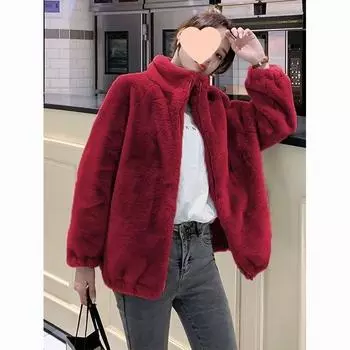 Женские осенне-зимние пальто из искусственного меха на молнии, кардиган, плюшевое толстое теплое пальто, свободная верхняя одежда большого размера, женское пальто из кораллового флиса M красный