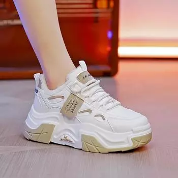 Женские осенне-зимние повседневные бархатные туфли на толстой подошве для пап 35 синий/бежевый