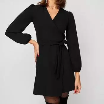 Женские осенне-зимние повседневные модные кардиганы с длинными рукавами и V-образным вырезом, праздничные вечерние платья S чёрный