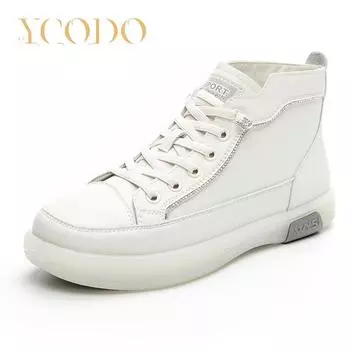 Женские осенне-зимние повседневные удобные ботильоны из натуральной кожи на плоской подошве 42 белый