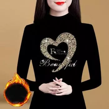 Женские осенне-зимние ромбы теплые свитера модные длинные рукава тонкие полувысокие воротнички вязаные пуловеры базовая нижняя рубашка L