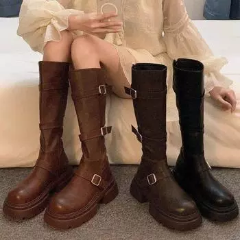 Женские осенне-зимние сапоги Maillard Boots с толстой подошвой, но с высокими рыцарскими сапогами 35 коричневый