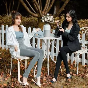 Женские осенне-зимние теплые леггинсы, брюки, колготки с высокой талией, супер эластичные, утепленные, бархатные, тонкие, наружные, однотонные 420g чёрный