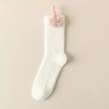 Женские осенне-зимние толстые носки-трубы для сна на полу с мультяшным милым рисунком месяца 1 pair