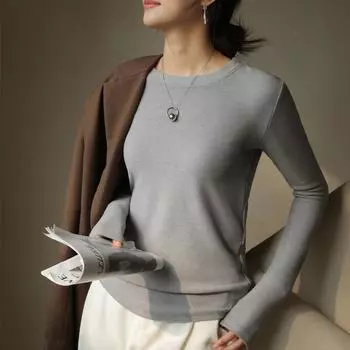 Женские осенне-зимние топы с круглым вырезом и длинными рукавами, утепленные, облегающие S чёрный