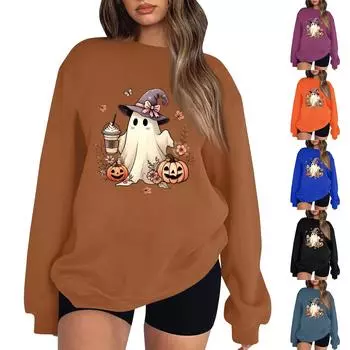 Женские осенне-зимние топы, женская толстовка с длинными рукавами, повседневные флисовые топы с круглым вырезом, свободный крой, половер L чёрный