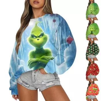 Женские осенне-зимние топы, женская толстовка с длинными рукавами, повседневные флисовые топы с круглым вырезом, свободный крой, половер XXXL зелёный