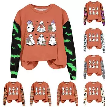 Женские осенне-зимние топы, женская толстовка с длинными рукавами, повседневные флисовые топы с круглым вырезом, свободный крой, половер XXL оранжевый