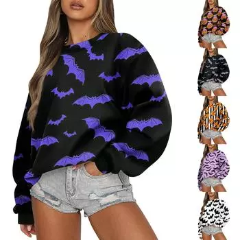 Женские осенне-зимние топы, женская толстовка с длинными рукавами, повседневные флисовые топы с круглым вырезом, свободный крой, половер L чёрный